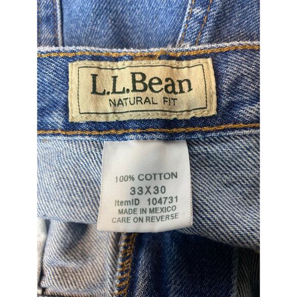 LL Bean Men's Blue Denim Jeans 33x30 Natural Fit Straight Leg - Picture 11 of 12